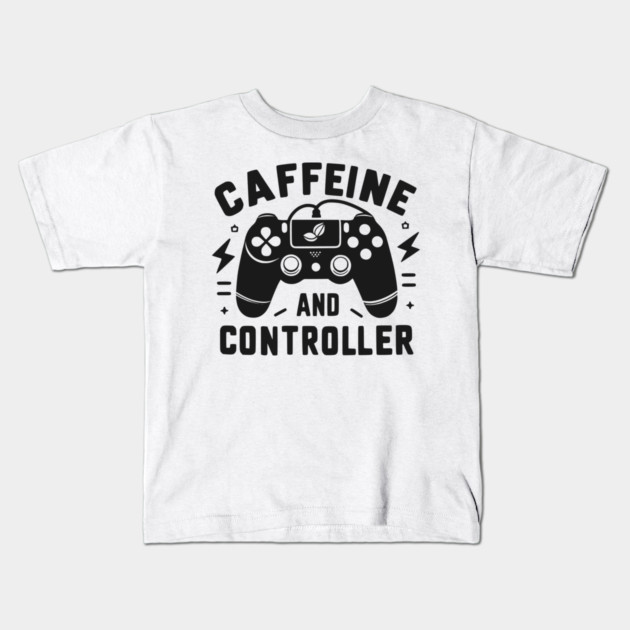Caffeine and Controller Kids T-Shirt by Frank Ring