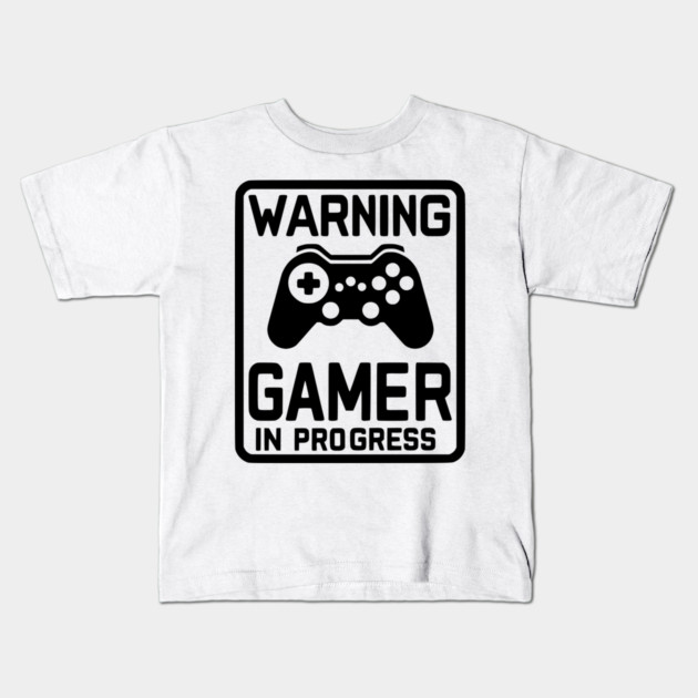 Warning Gamer in Progress Kids T-Shirt by Frank Ring