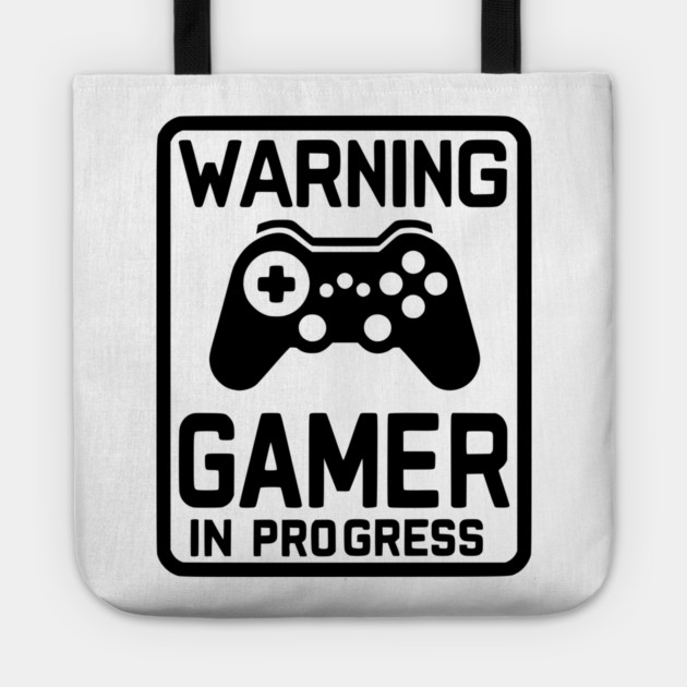 Warning Gamer in Progress Tote by Frank Ring