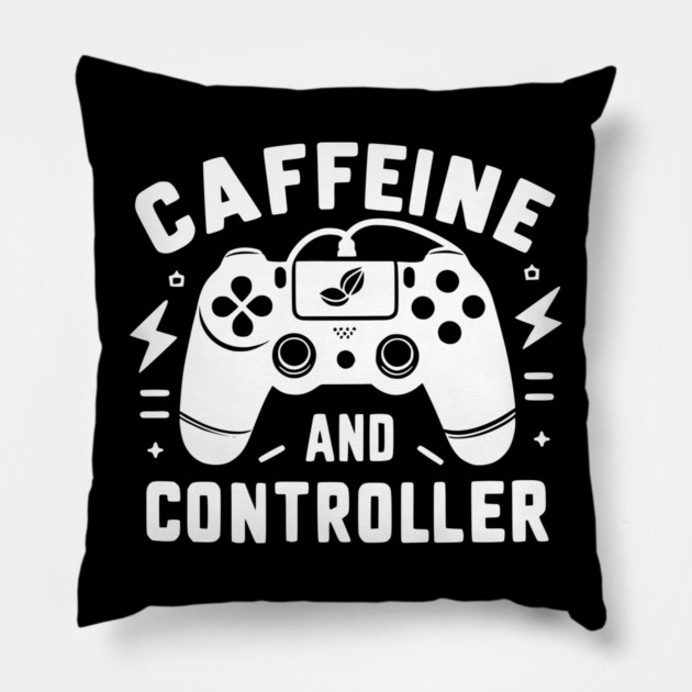 Caffeine and Controller Pillow by Frank Ring