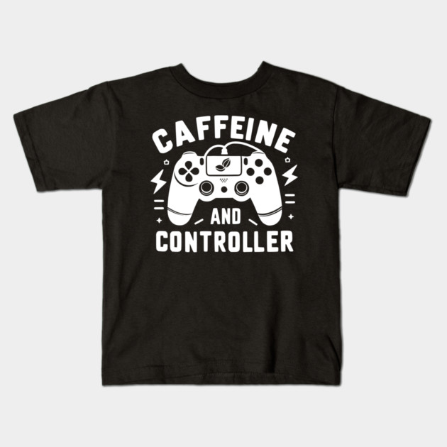 Caffeine and Controller Kids T-Shirt by Frank Ring