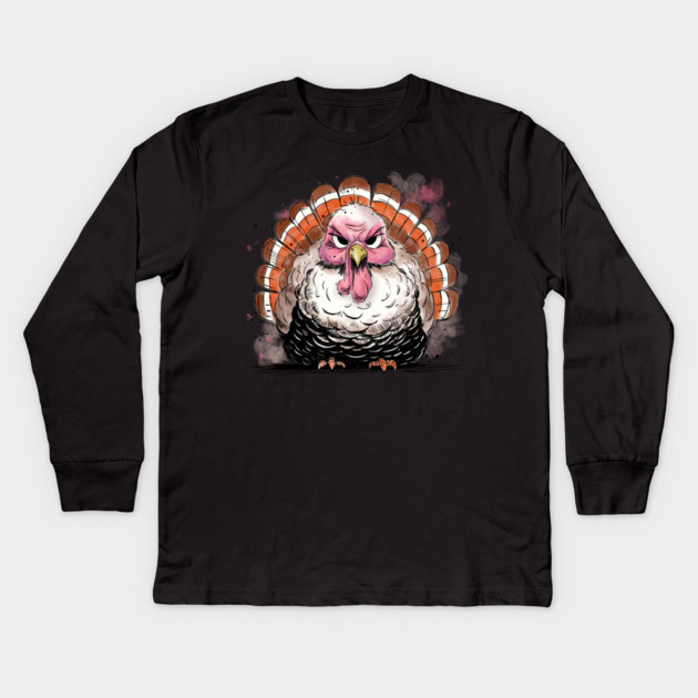 Grumpy Turkey Kids Long Sleeve T-Shirt by H. R. Sinclair