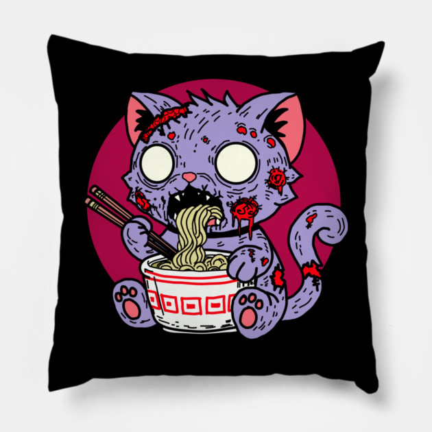 Ramen Cat Zombie Pillow by H. R. Sinclair