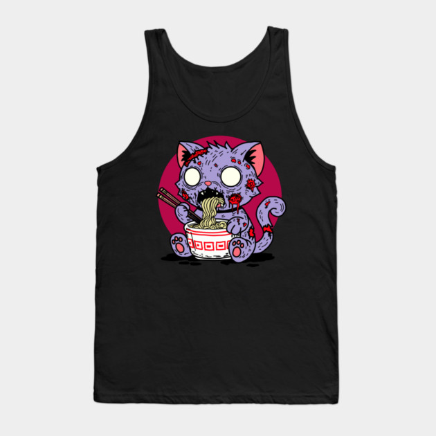 Ramen Cat Zombie Tank Top by H. R. Sinclair