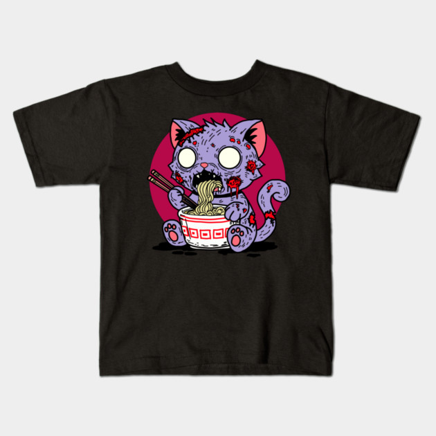 Ramen Cat Zombie Kids T-Shirt by H. R. Sinclair