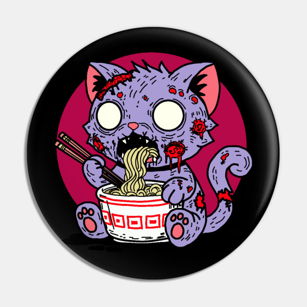 Ramen Cat Zombie Pin by H. R. Sinclair