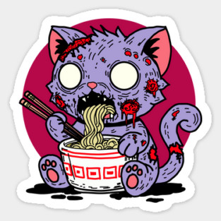 Ramen Cat Zombie Sticker