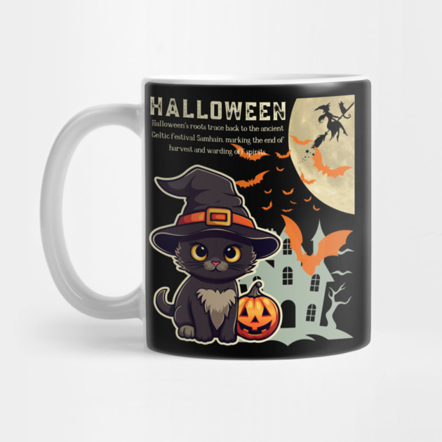 Witch Cat Celebrating Halloween - Infographic Dark Chic for Girls and Kids by TuncGK