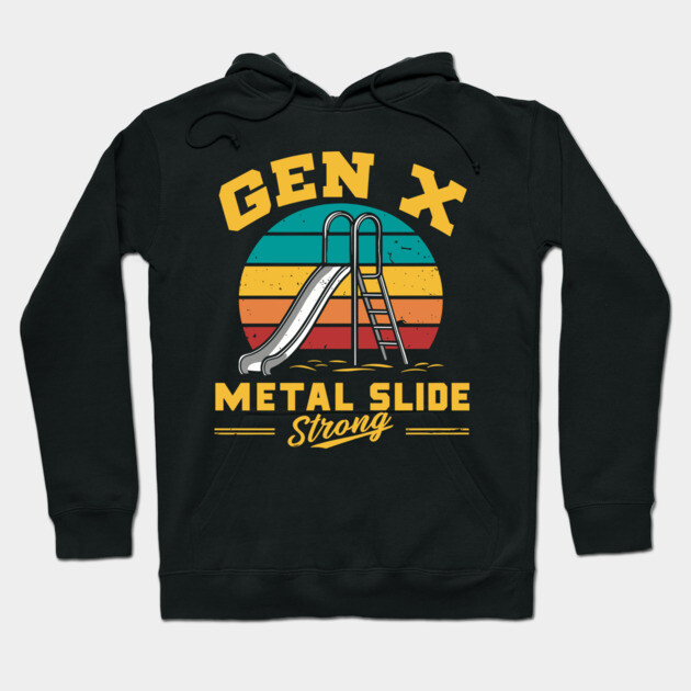 Gen X Metal Slide Strong Nostalgic Childhood Hoodie by Anticorporati