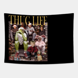 Cartoon Christmas Thug Life, Movie Character, Thug Life Xmas, Thug Life Merry Christmas, Vintage Movie Thug Life Tapestry