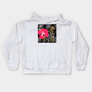 Tropical exotic flowers and leaves Kids Hoodie