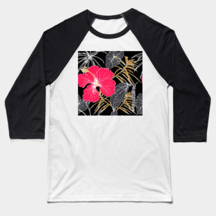 Tropical exotic flowers and leaves Baseball T-Shirt