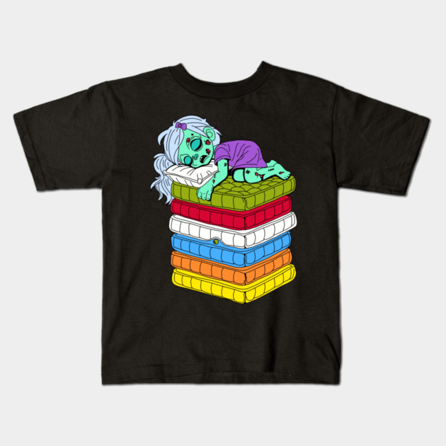 Zombie Princess and the Pea Kids T-Shirt by H. R. Sinclair