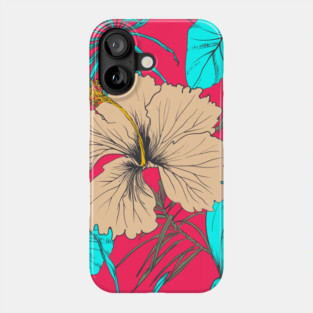 Tropical exotic flowers and leaves Phone Case