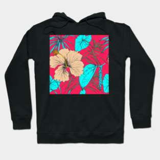 Tropical exotic flowers and leaves Hoodie