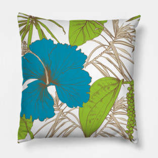 Tropical exotic flowers and leaves Pillow