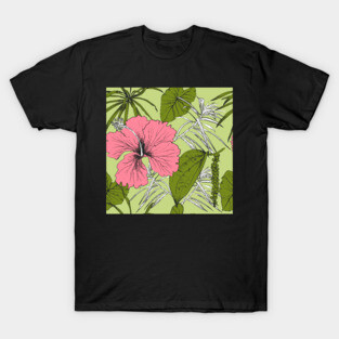 Tropical exotic flowers and leaves T-Shirt