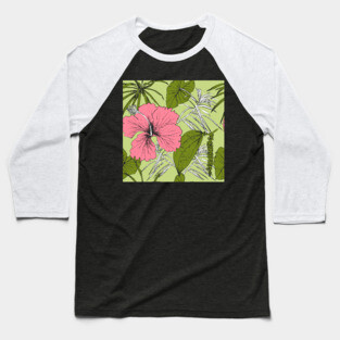 Tropical exotic flowers and leaves Baseball T-Shirt