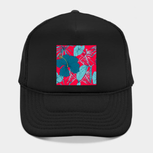 Tropical exotic flowers and leaves Hat