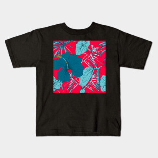 Tropical exotic flowers and leaves Kids T-Shirt