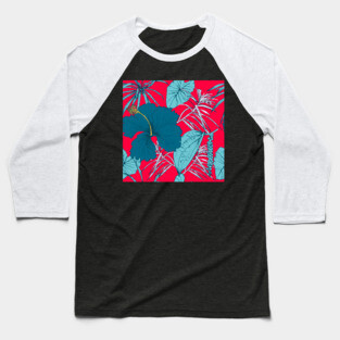 Tropical exotic flowers and leaves Baseball T-Shirt
