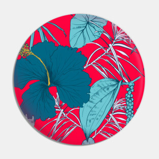 Tropical exotic flowers and leaves Pin