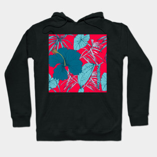 Tropical exotic flowers and leaves Hoodie