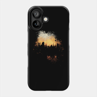 Futuristic Grunge City Silhouette - Postmodern Chaos Phone Case