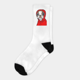 Brown Boston Terrier Hoodie Socks