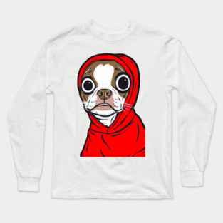 Brown Boston Terrier Hoodie Long Sleeve T-Shirt