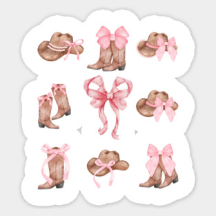 Cowgirl Boots Baby Bow Preppy Y2k Coquette Sticker