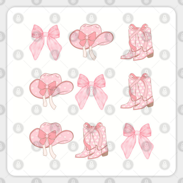 Coquette Pink Bow Cowboy Boots Sticker by JessArty