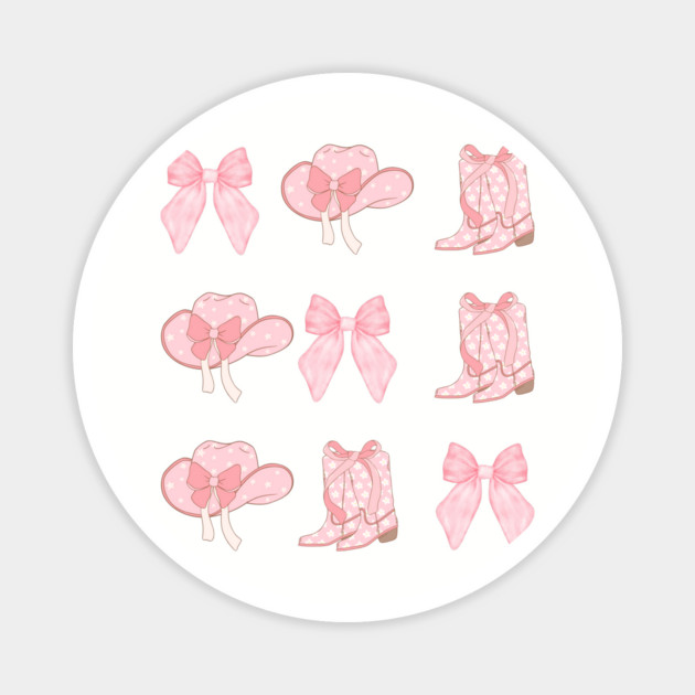 Coquette Pink Bow Cowboy Boots Magnet by JessArty