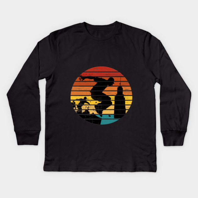 Retro Parkour Kids Long Sleeve T-Shirt by Db Printed