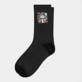 Cute Funny Halloween Geek Ghost Socks