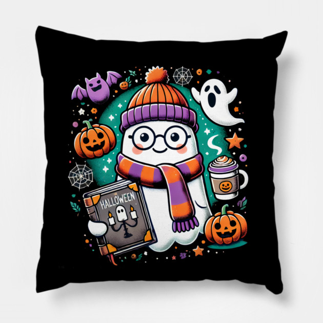 Cute Funny Halloween Geek Ghost Pillow by logiamerch