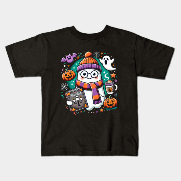Cute Funny Halloween Geek Ghost Kids T-Shirt by logiamerch
