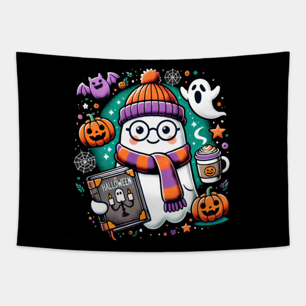 Cute Funny Halloween Geek Ghost Tapestry by logiamerch