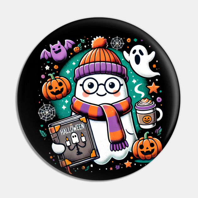 Cute Funny Halloween Geek Ghost Pin by logiamerch