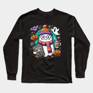 Cute Funny Halloween Geek Ghost Long Sleeve T-Shirt