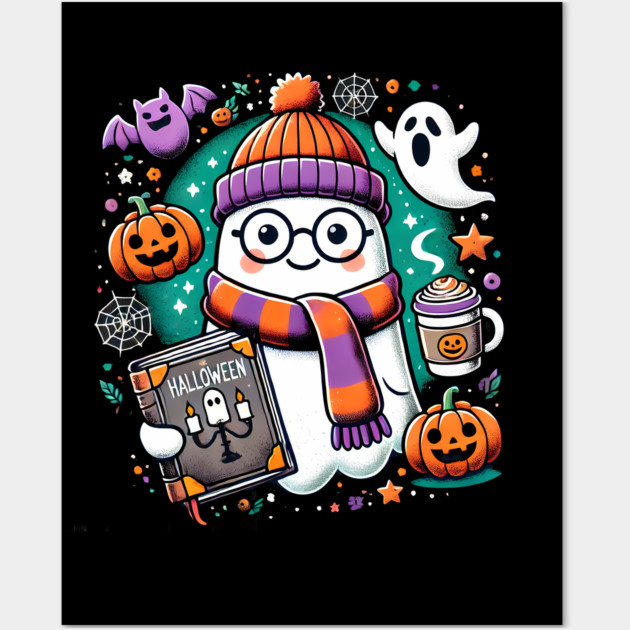 Cute Funny Halloween Geek Ghost Wall Art by logiamerch