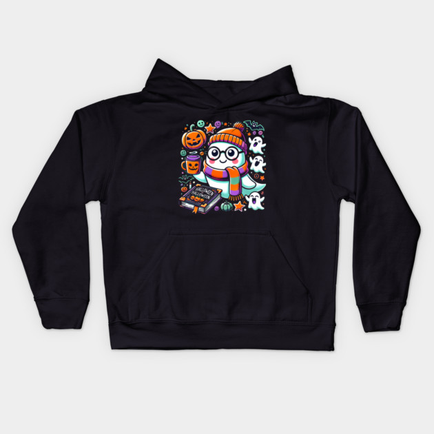 Cute Funny Halloween Geek Ghost Kids Hoodie by logiamerch