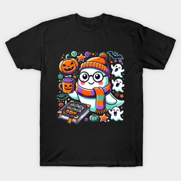 Cute Funny Halloween Geek Ghost T-Shirt by logiamerch