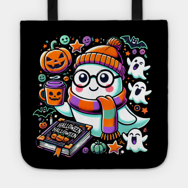 Cute Funny Halloween Geek Ghost Tote by logiamerch