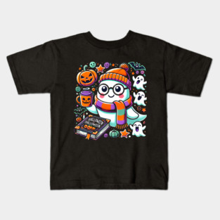 Cute Funny Halloween Geek Ghost Kids T-Shirt