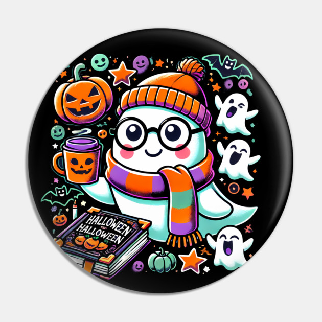 Cute Funny Halloween Geek Ghost Pin by logiamerch