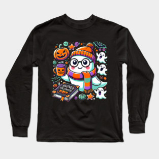 Cute Funny Halloween Geek Ghost Long Sleeve T-Shirt