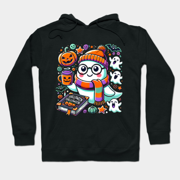 Cute Funny Halloween Geek Ghost Hoodie by logiamerch
