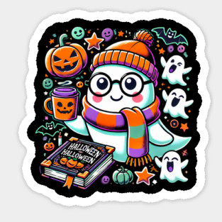Cute Funny Halloween Geek Ghost Sticker