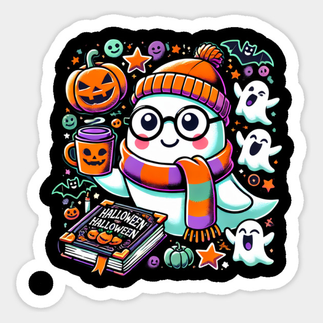 Cute Funny Halloween Geek Ghost Sticker by logiamerch